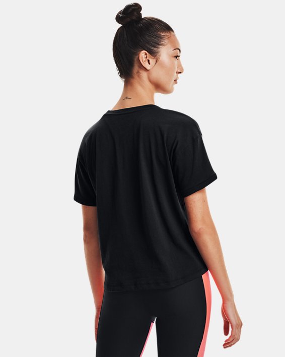 Damen UA Glow T-Shirt mit Grafik, Black, pdpMainDesktop image number 1
